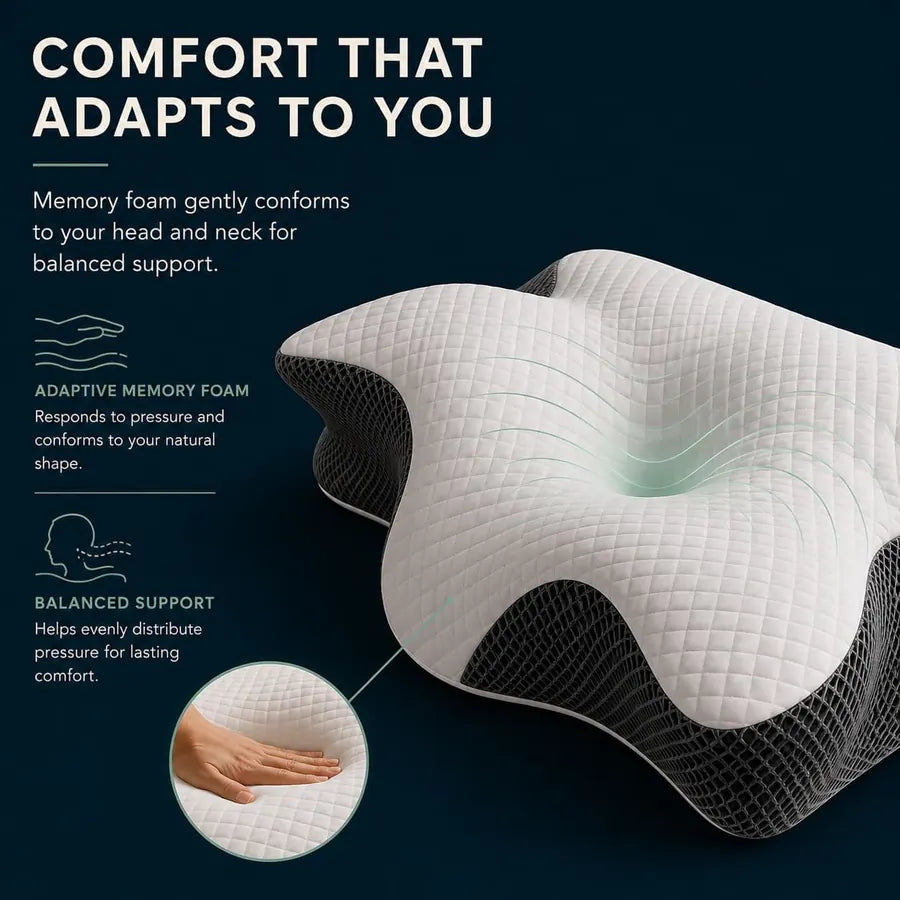 Velar Élise™ Orthopedic Memory Foam Pillow – size and shape detail